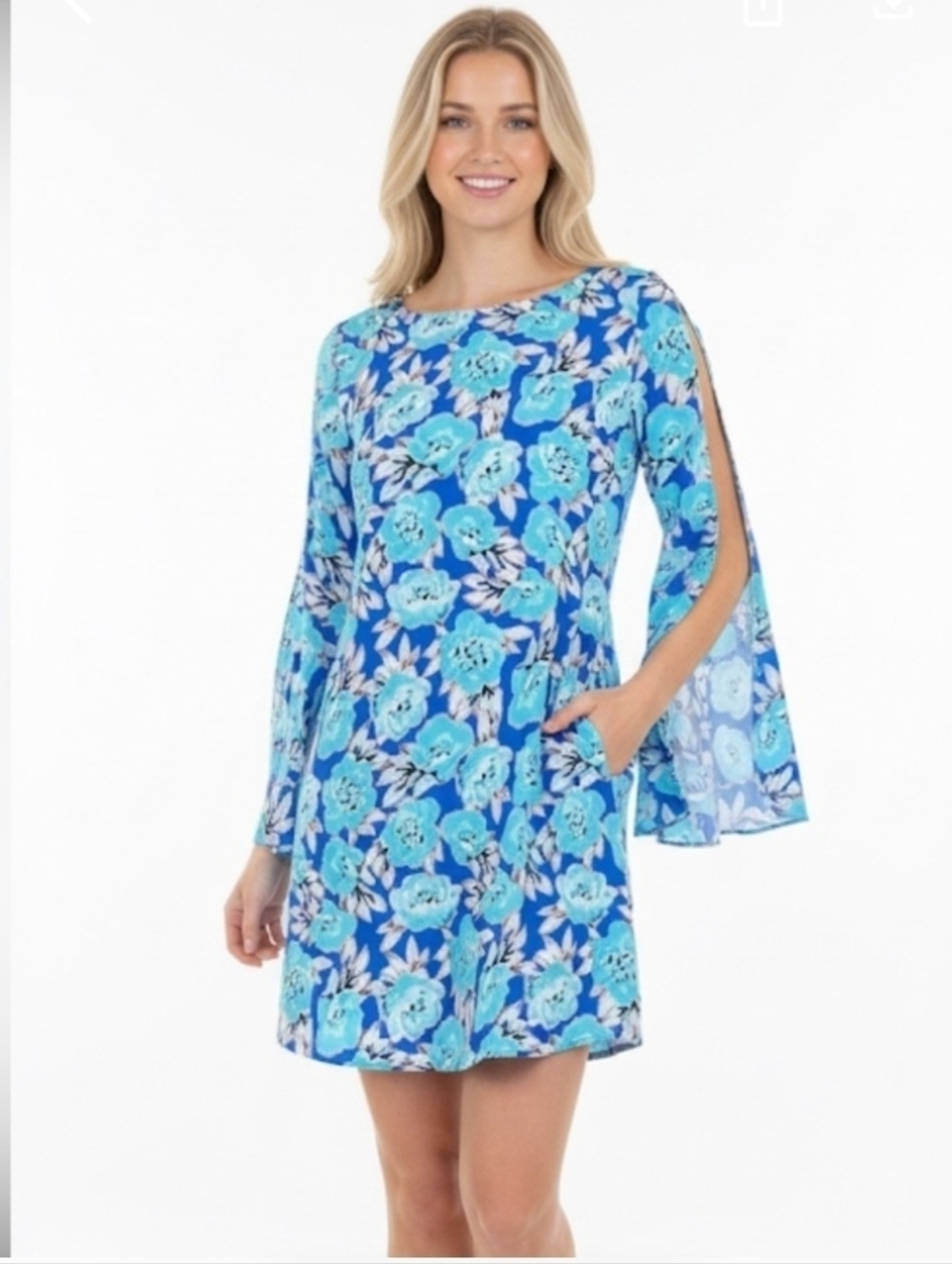 Kaari Blue Floral Dress, Large